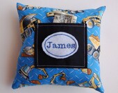 Construction Tooth Fairy Pillow Embroidered with Child's Name