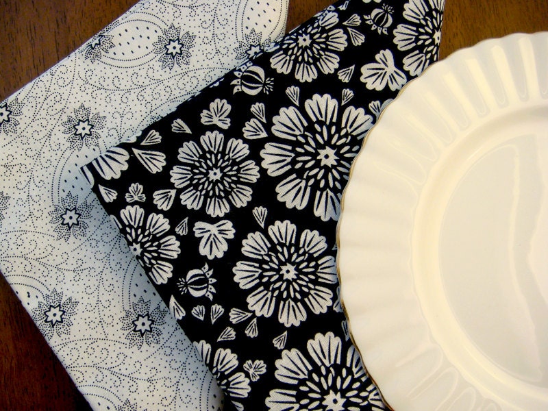 Hand Sewn Assorted Black and White Napkins