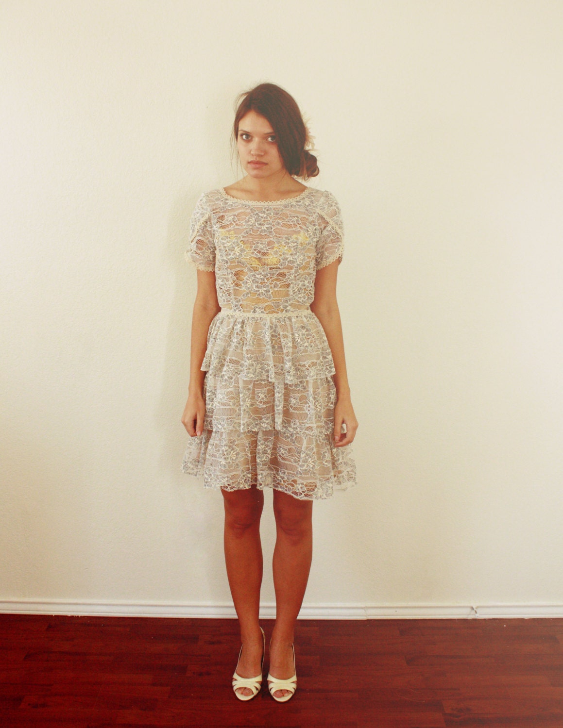 Analise Short - Ruffled Lace Dress