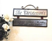 BLESS this HOME PERSONALIZED- Wall Hanging, sign, Cedar and Steel. Wedding, Housewarming, Anniversary Gift.