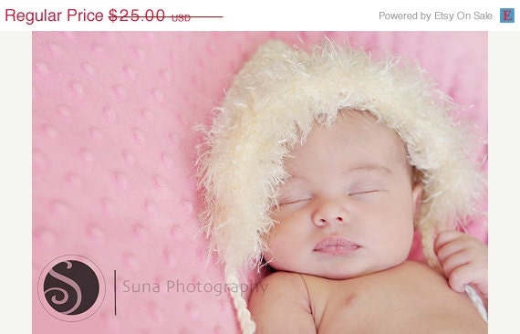 On Sale Ivory Baby Bonnet, Winter Baby Bonnet, Baby Girl Hat, Photo Prop