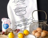 GREY Screen printed Tea Towel type design kitchen towel