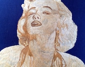 Rice straw art portrait of Hollywood legend Marilyn Manroe. size 16 X 20 inches Ready to frame MADE of rice leaves