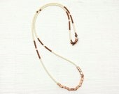Minimal Seed Bead Necklace // Bone White and Copper // Everyday Collection