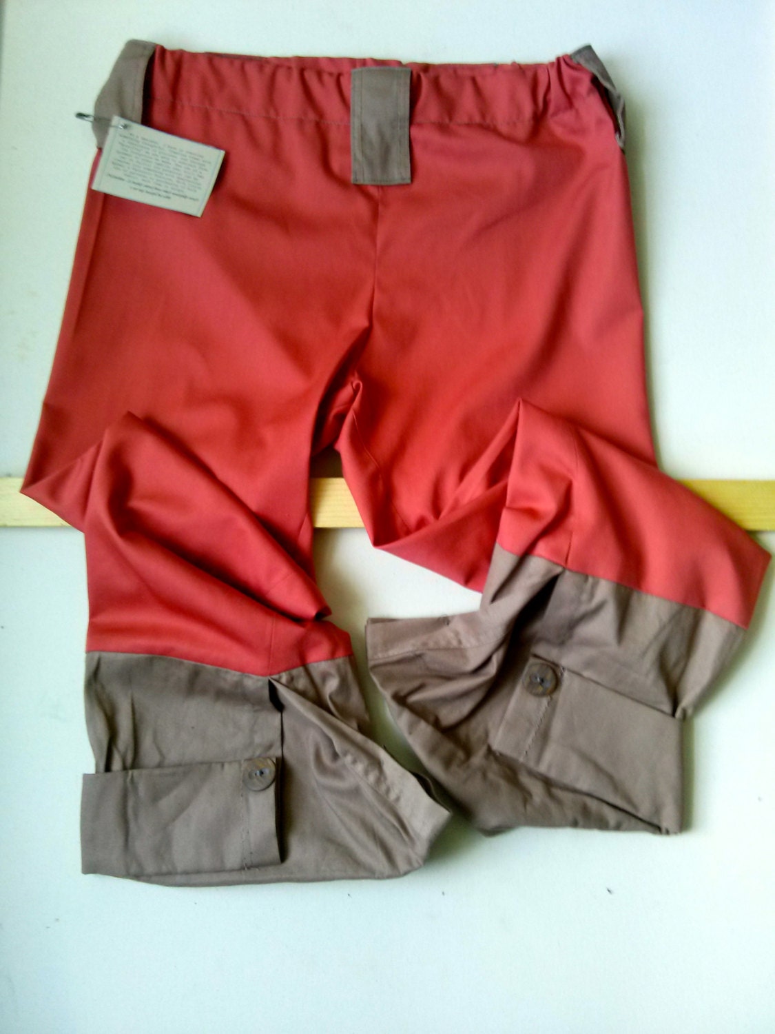 ACHILLES Bi-Color Cotton and Canvas Straight Leg Pant - Relaxed Fit - Persimmon - size 16-18 youth / men's  or women's small - Ready to Ship