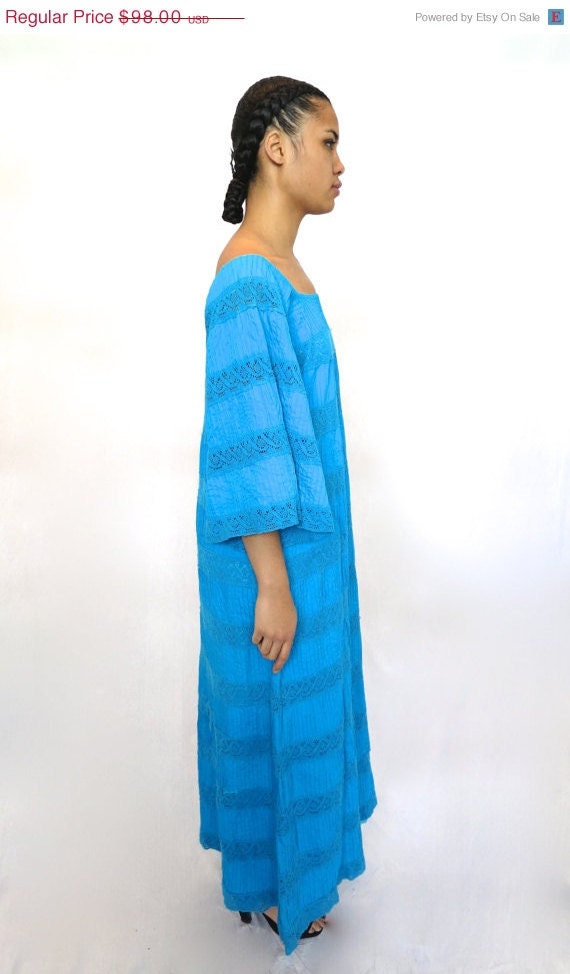 SUMMER SALE 30% OFF The Turquoise Mexican Ethnic Dress