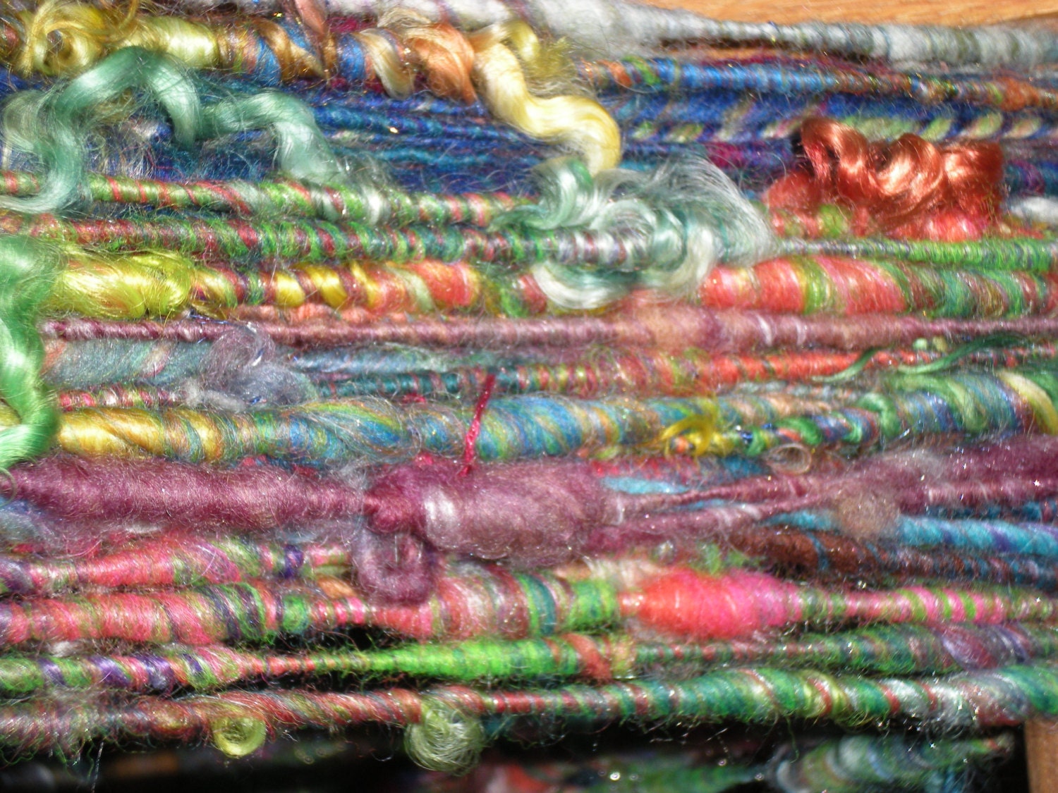 Handspun Textured Art Yarn "Springtime Sparkle" 96yards Luxury Fiber Hand Painted