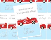 Firetruck Printable Valentine Cards