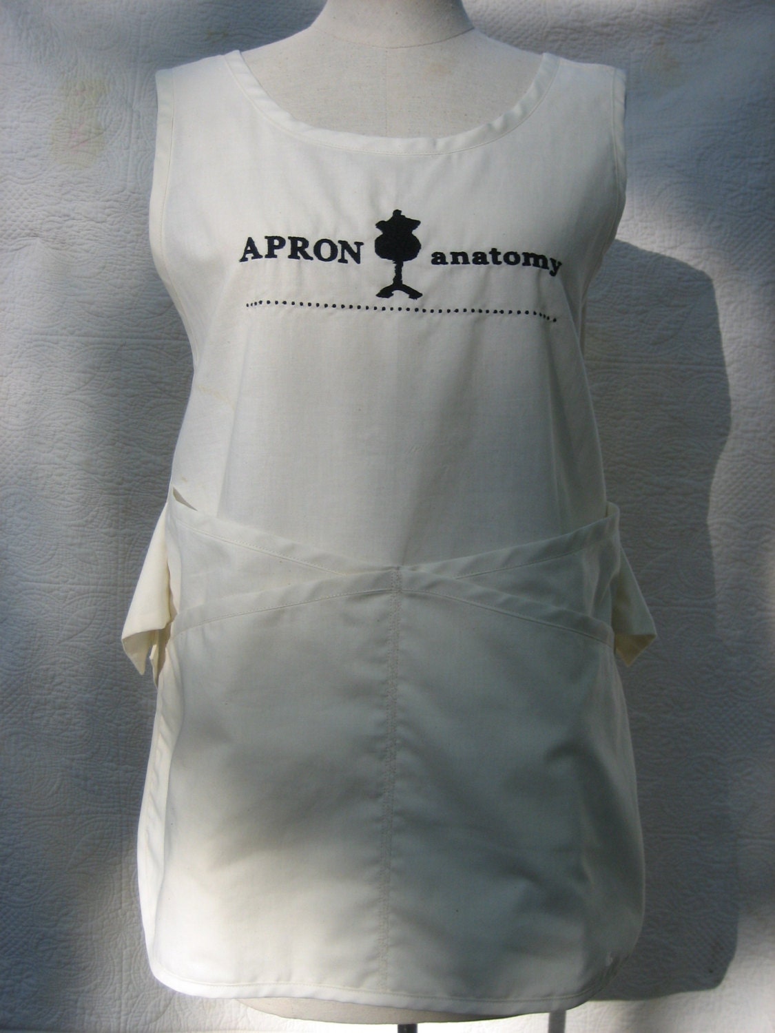 Pinafore Reserved for Nancy made with open side vents in sturdy construction, roomy pockets, made from heavy weight fabric, size 2x.