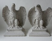 two cement eagles
