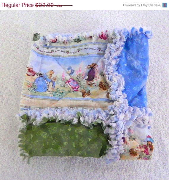 SALE Peter Rabbit Baby Blanket - Rag style