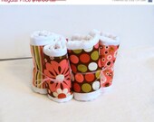 SALE Diaper Burp Cloths - Pink & Brown Flowers, Dots, and Stripes - Set of 4