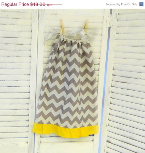 SALE Chevron Dress - Gray & Yellow- newborn - 5T