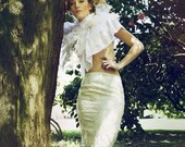 Cream taffeta mermaid tight wedding photo shoot skirt
