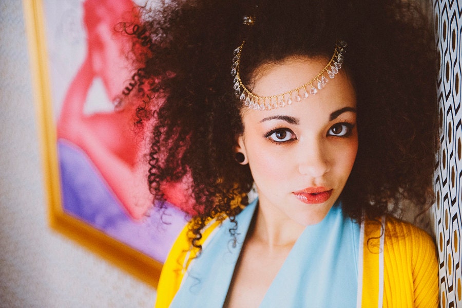 Treize......... Beaded headpiece - Bohemian chain and comb headband