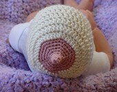 Breastfeeding Hat, Booby Beanie Newborn to 3 Month, Boob Beanie