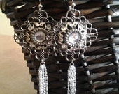 Silver and gunmetal toned Chandeliar Earrings OOAK