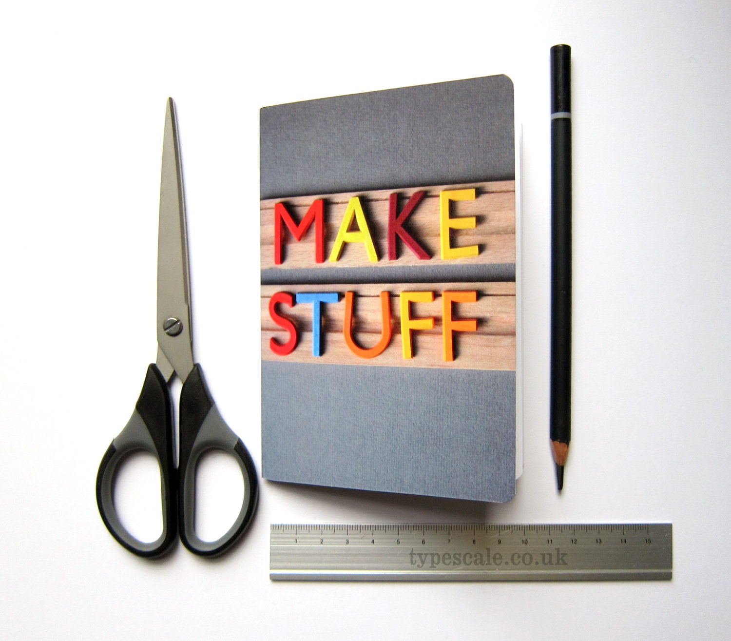 Make stuff crafter's notebook vintage letters typography photograph cover A6 plain paper journal sketchbook Typescale stationery