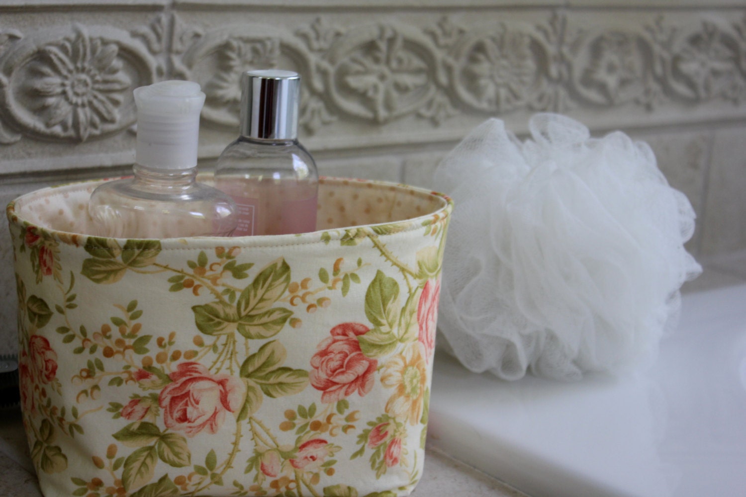 Floral Fabric Basket Storage Container Organizer