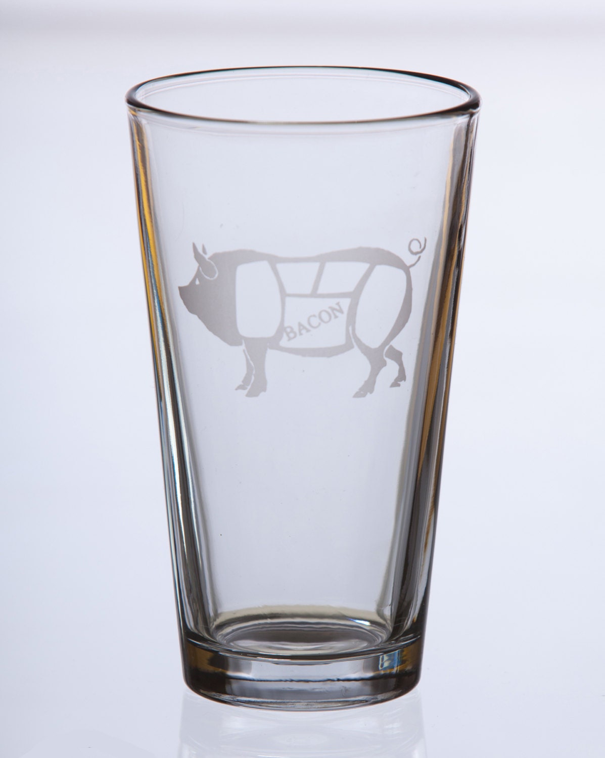 Bacon Etched Pint Glasses - set of 2