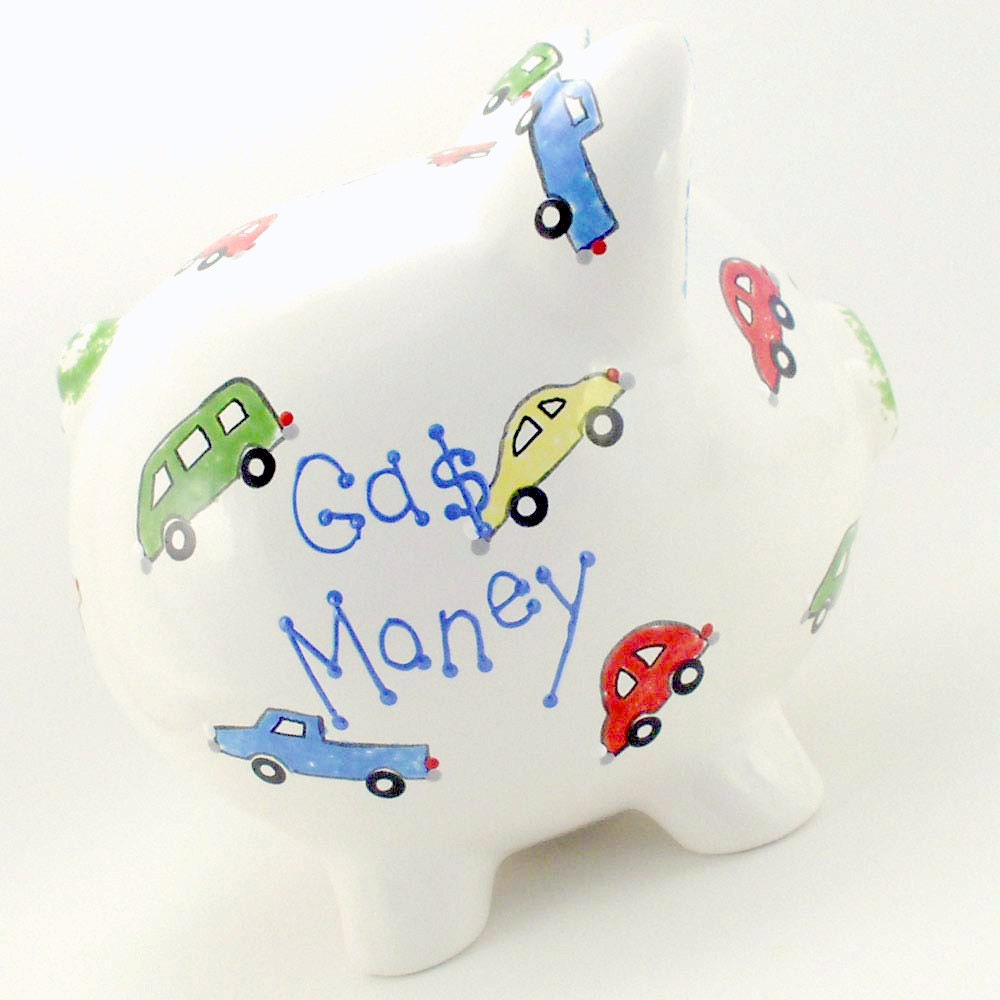 Personalized Piggy Bank - Cars and Trucks - with hole or NO hole in bottom