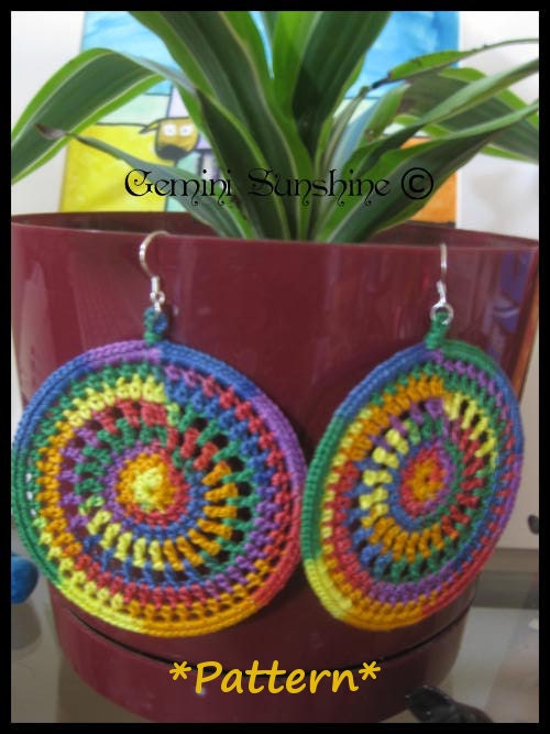 PATTERN ONLY--Rainbow Sol Crochet Earrings Pattern Only   PDF   Permission to sell