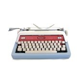 Type a Love Letter - Vintage Royal Futura 800 Typewriter - Eames Era - Mid Century - 3 Tone - Blue - Pink - Spring - Office