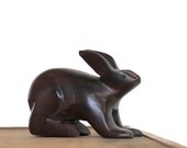 Woody Rabbit - Vintage Mid Century Rabbit - Bunny - Easter - Woodland - Brown - Carved - Home Decor - Spring