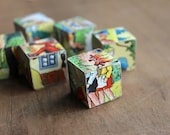Stories in Blocks - Vintage Wooden Picture Blocks Made in Western Germany - Fairy Tales - Gnomes - Woodland - Kids - Puzzle -  Toy