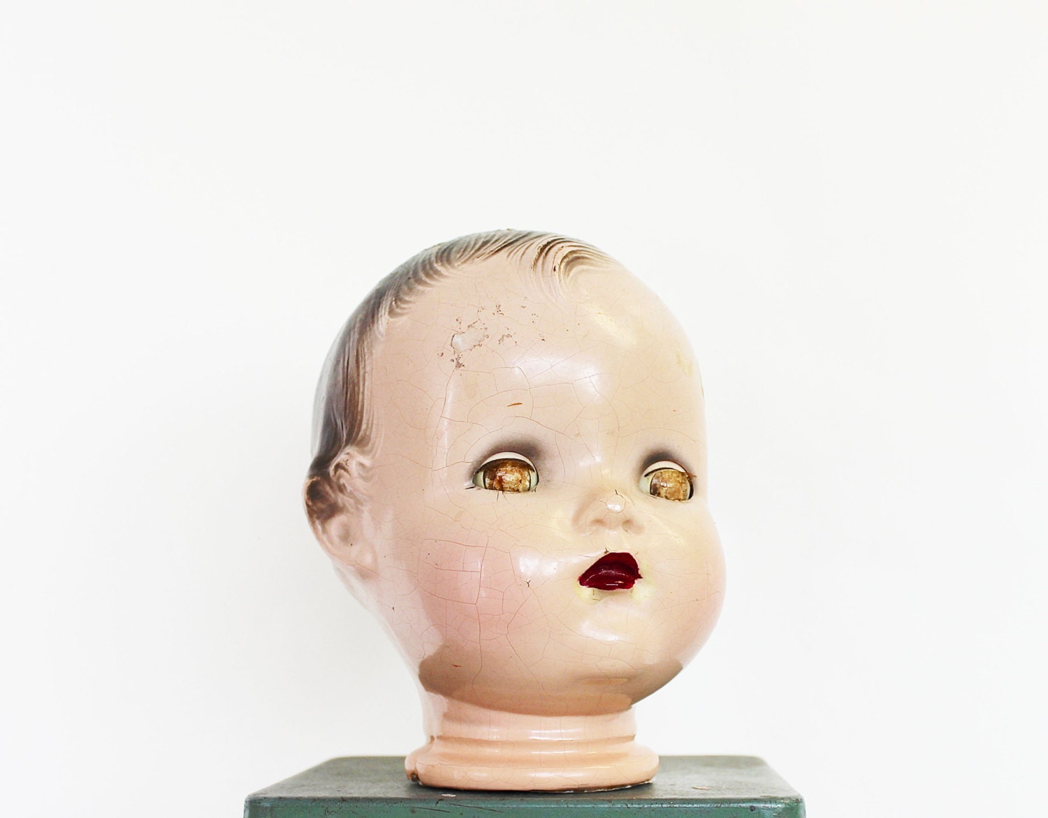 Heads Up - Antique Madame Alexander Doll Head - Sleep Eyes - Home Decor - Vintage - Doll - Collectible - Composition