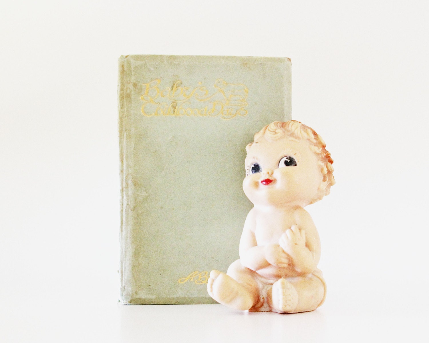 Baby Memories - Antique 1917 Baby Book - Vintage - Mint Green - Pastel - Summer - Mother - Family - Kids
