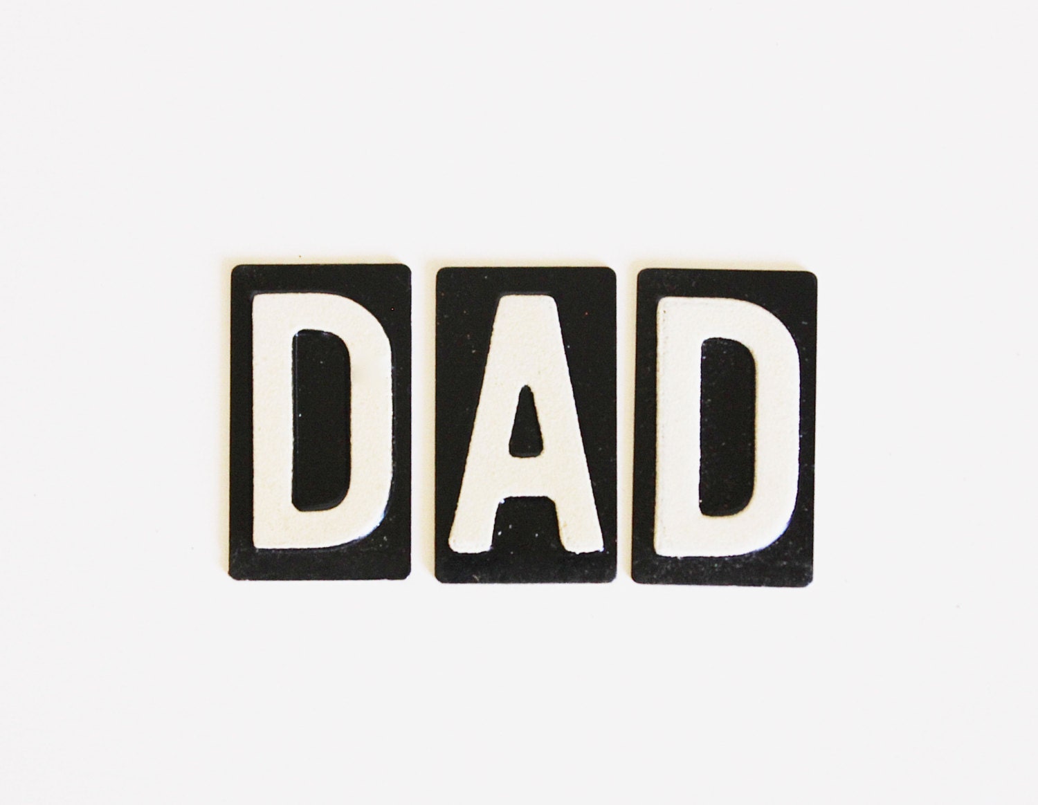 Dad - Vintage Metal Letter Tiles - Supplies - Letters - Black and White - Industrial - Summer - Father's Day - Men - Altered Art - Findings