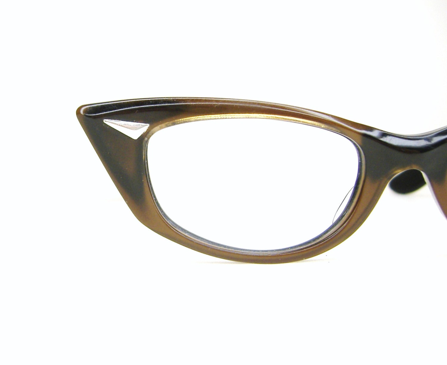 Vintage 50s Satin Brown Cat Eye Eyeglasses Sunglasses Frame Bausch & Lomb