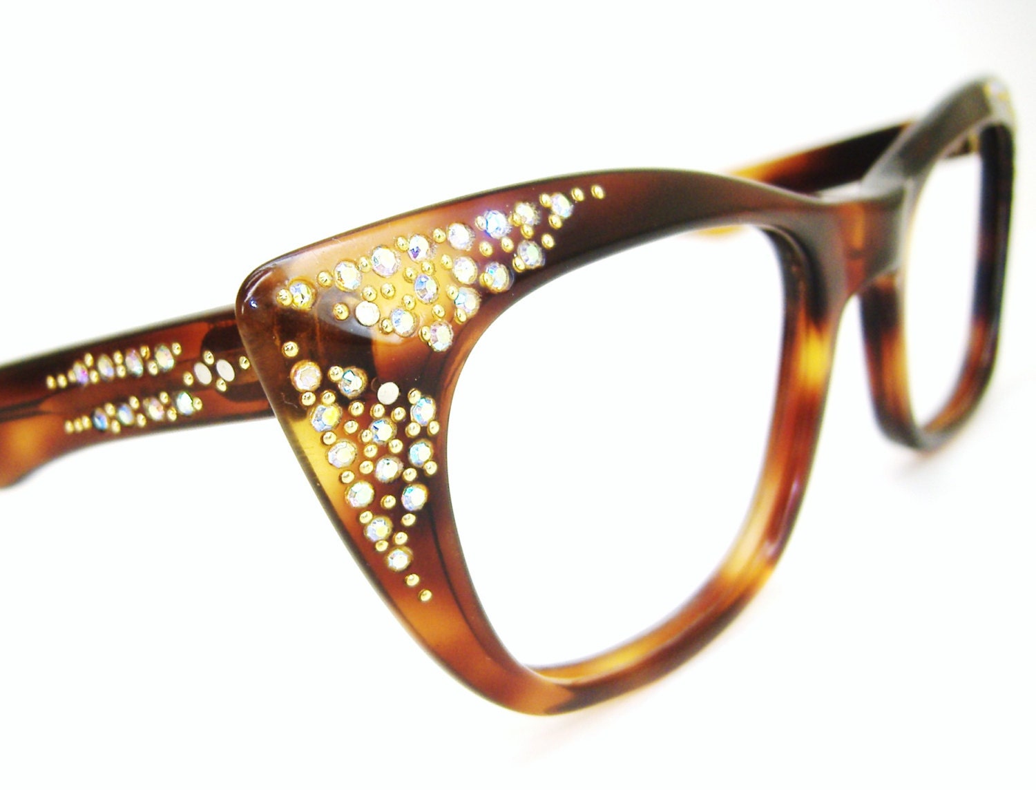 Vintage Rhinestone Cat eye Eyeglasses Sunglasses French Frame