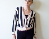 Striped Cotton Cropped Cardigan Last chance item not renewing