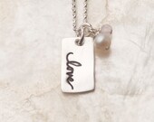Love Necklace, Silver Jewelry, Loved Gifts, Adoption Gifts. Encouragement Necklace