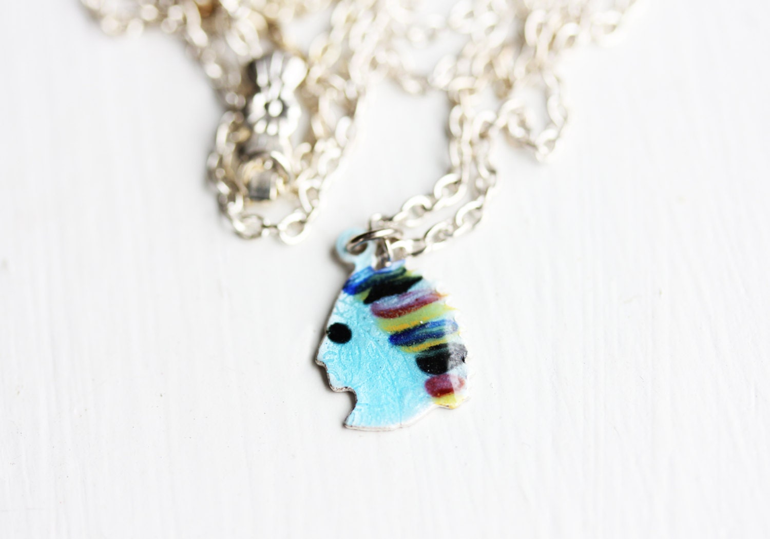 Indian Head Enamel Necklace