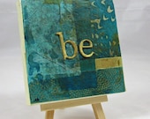 Original Mixed Media Collage Word Art with Mini Easel