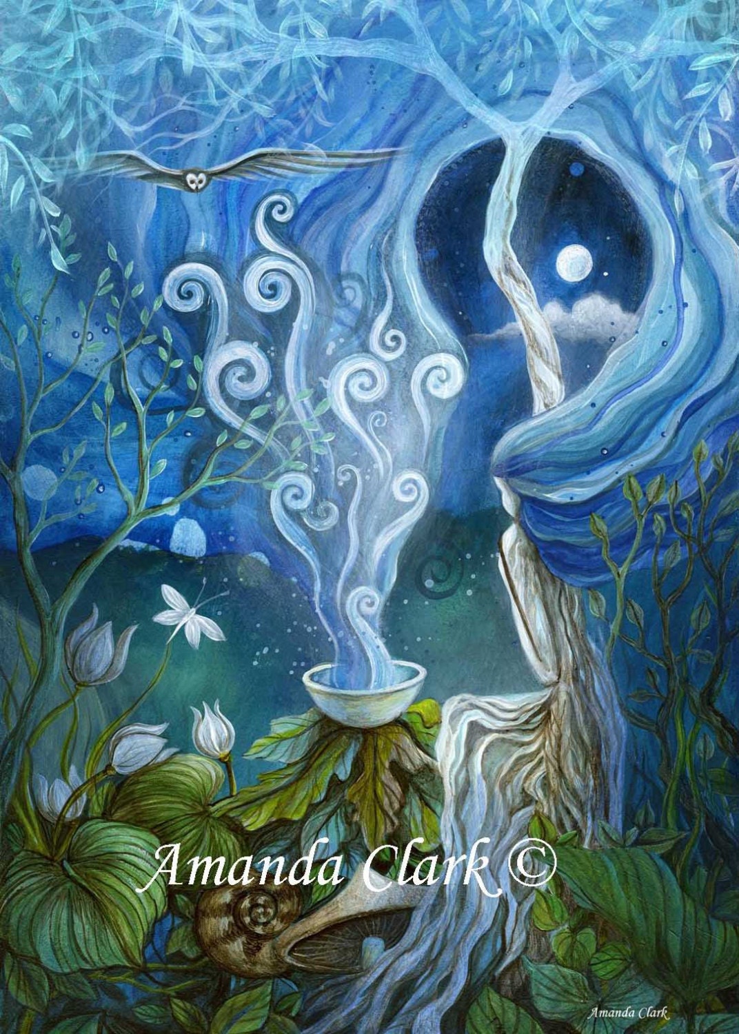 A fairytale art print . 'Shaman Light'. by Amanda Clark.