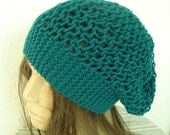 Hand Knit Hat  Beehive beret in  Petroleum green  womens hat   Slouchy Beanie  Fall Autumn Winter Spring  Fashion  Accessories