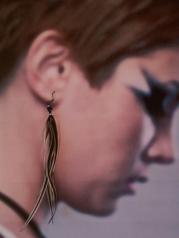 White and Black Feather Earrings