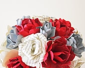 RED, Silver, BOOK Paper Rose Bouquet - Book Themed Wedding