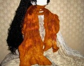 Nuno Felted Scarf - hand dyed cotton gauze - merino wool - Upcycled Repurposed Eco Friendly - Handmade Felt Scarves
