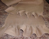 Burlap 14X120" natural color table runner with ruffles  Hand wash