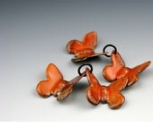 Enameled Butterfly Pair / Sunset Orange enamel Lot 29