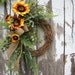 Summer Wreath, Sunflowers, Fern, Varigated Ivy, Lavender, Burlap