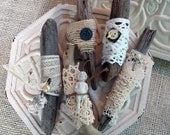 rustic driftwood tied with vintage laces - great bowl fillers - NO 472