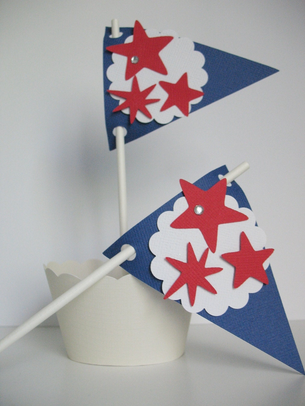 2 Red White and Blue Food Flags
