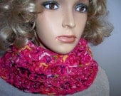 PAGAN PINK Cowl Handmade Crochet Glitter Velour Witchy Warm Neckwarmer