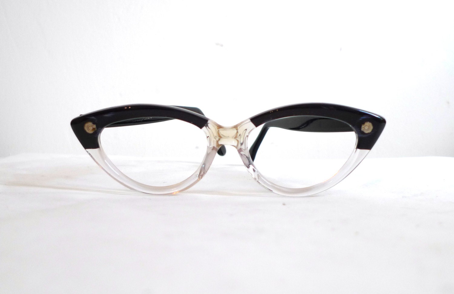 Blue - Black and Clear Cat Eye Eyeglass Frames, Translucent Sunglasses, NOS/ Women